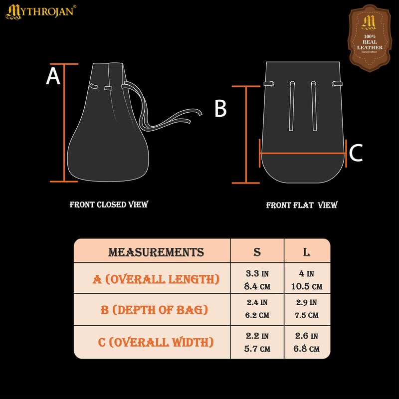 Mythrojan Small Trinket Pouches Suede Leather Drawstring Coin & Dice Bags for LARP, SCA, Viking & Medieval Events (Brown - Pack of 2) - Image 2